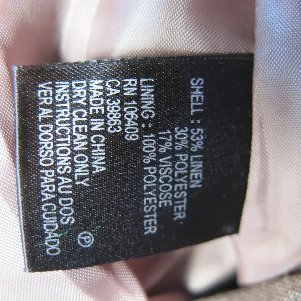 TAHARI Skirt Jacket Suit Set Size 10 Petite Light Brown Linen Blend Business